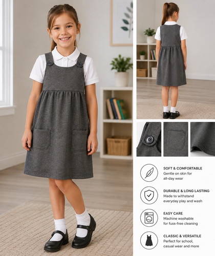 Girls grey school - grey, pinafore