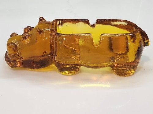 Vintage amber glass hippo - vintage,