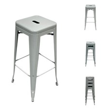 Grey Metal Tolix Stools, Grey