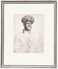 Robert Ball (1918-2008) - 1936 Etching, Mr Everitt, Birmingham Tram Conductor