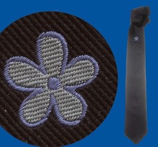 Masonic Black Tie - SILK - Emblem 16mm Forget-Me-Not Necktie - New Made in Italy