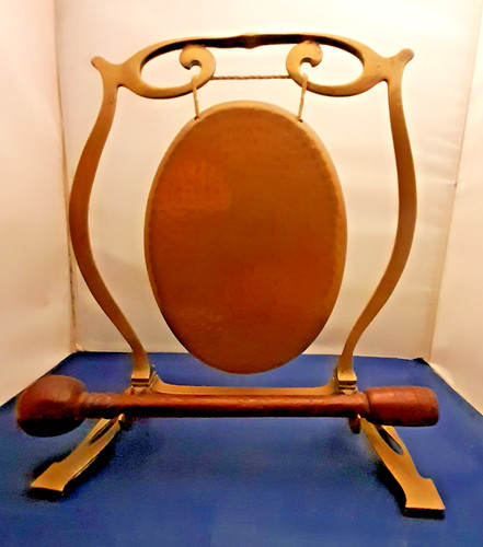 Brass gong art nouveau table - brass,