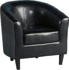 Black Faux Leather Tub Chair