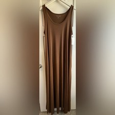NWT Soft Surroundings Brown Maxi Tank Dress Modal Cotton Extra Large Tall TXL