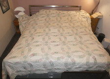 Vintage patchwork style shop-bought bedspread 103" x 93" cotton