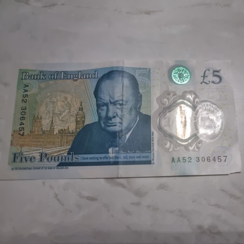 Five pound note aa - "aa", bank