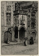 Gertrude Ellen Hayes (1872-1956) Signed Etching - Bibliotheque Bruges