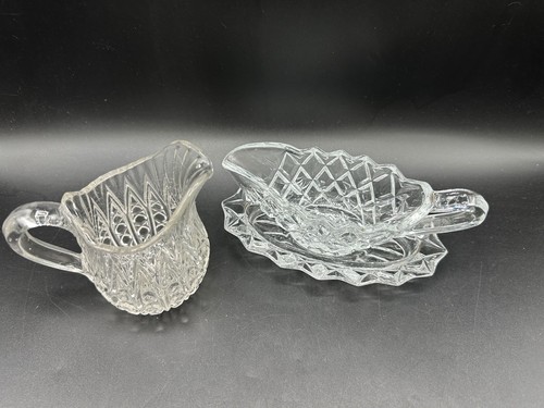 Vintage pressed glass sauce - vintage,