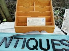 Antique Oak Art Deco Waterfall Stationary Letter Rack Office Desk Free Standing