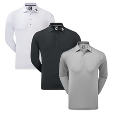 FootJoy Mens Golf Thermocool LS Self Collar Polo Shirt Long Sleeve Button Up