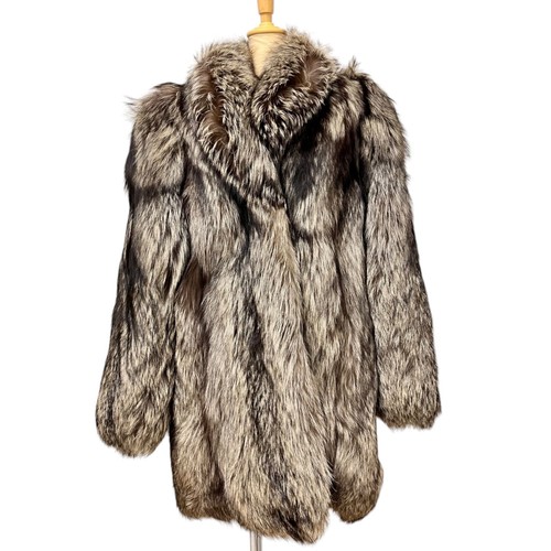 Silver fox real fur coat - silver,