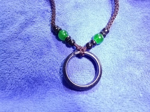 Blue sandstone ring pendant - blue,