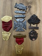 Antique Fireman Indian Chief Medal Lot Williamsport Pennsylvania Shamokin 1908