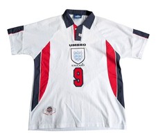 Umbro England 1997 Football Shirt Medium #9 Shearer Vapatech Free Post 