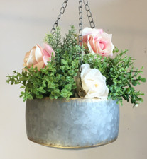 SECONDS -HANGING BASKET Galvanised Metal Flower Wedding Garden Planter Plant Pot
