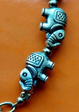 Ethnic Tibet Silver Bracelet Elephants  Beads Adjustable & Organza Gift Bag New