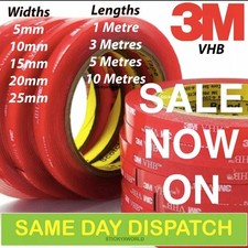DOUBLE SIDED TAPE 3M Extra Strong, Heavy Duty Adhesive Sticky Tape Black Clear