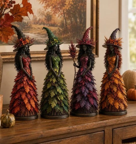 Halloween witch autumn statue - autumn,