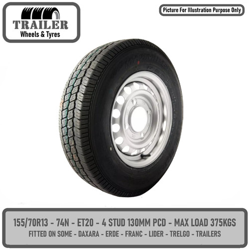 Trailer wheel rim and tyre - and,