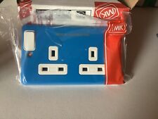 MK Electric Medical Grade Blue 2 Gang British 3 Pin Plug Socket K2947CEBLU