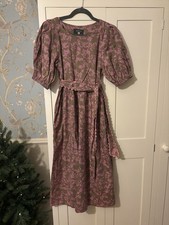 Wyse London Toulon Pink Khaki Midi dress size 3 12 14 New Without Tags 