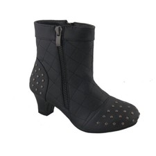 NEW GIRLS SCHOOL SHOES KIDS WINTER ZIP HI BOOTS ANKLE BLACK QUILTED FASHION HEEL