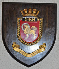 HMS Sikh shield plaque crest
