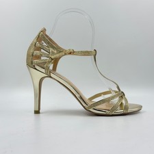 Pink By Paradox London Phoebe Gold Glittler T Bar Heels UK Size 6