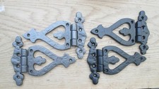 Cupboard Door Hinges Cast Iron Black Antique Vintage Gothic Ornate Style Pair
