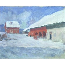 Les maisons rouges à Bjoernegaard, Norvege - C Monet Print