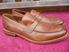 Clarks Mens Tan Brown Leather Italian Moccasin Style Shoes Size 10 G .
