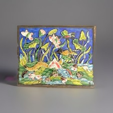 Antique Chinese Set of 3 Enamel Cloisonné Trinket Jewelry Boxes Ashtray Matchbox