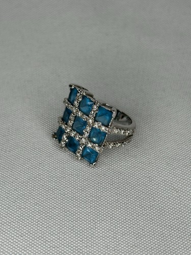 Sterling silver with blue - silver,