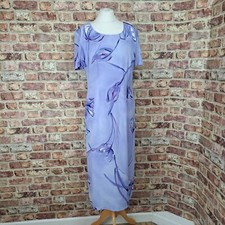 Jacques Vert Dress 12 Lilac Floral Straight Short Sleeve Midi Length
