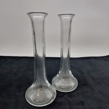 Clear Glass Bud Stem Vase x2