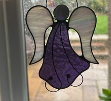 Glass Angel Suncatcher Purple with Iridescent Wings Lovely Quality UK