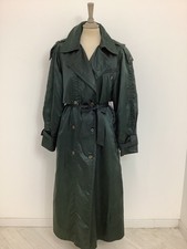 Vintage 1980s Wolfgang Kaiser trench coat retro green belted oversized mac #V4
