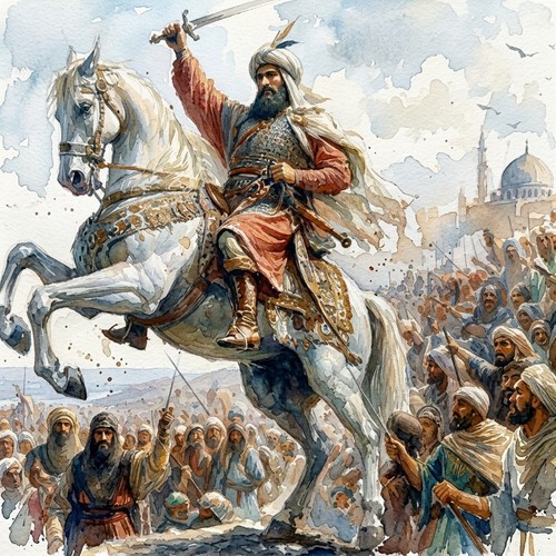Islamic warrior white horse - islamic, on