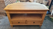 Oak 2 Drawer Corner Media Storage Cabinet Solid Wood TV Unit