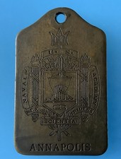 United States Naval Academy ANNAPOLIS Original Vintage Brass Key Fob 56.4mm