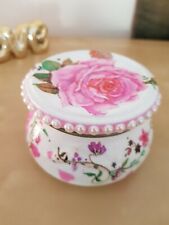 Decorative small storage jar, shabby chic, handmade decoupage, floral,roses 