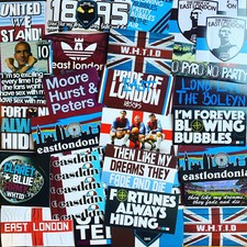 100 x  West Ham Stickers inspired by Boleyn Upton Park Shirt Scarf Badge Flag 