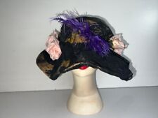 Ladies Women's Black Mix Wide Brim Breathable Church Hat OLS-HT024