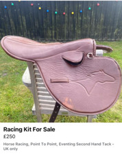 Point to Point saddle -  brown leather racehorse point to point saddle uk