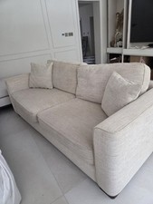 Two Furniture Village 4-seater sofa in cream colour with dark brown legs