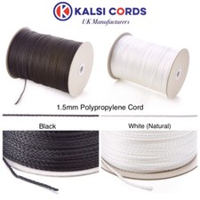 1.5MM THIN POLYPROPYLENE ROPE BRAIDED POLY CORD STRONG STRING IN BLACK & WHITE