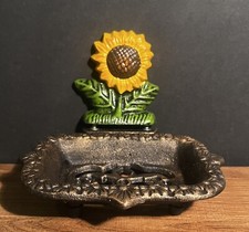 SUNFLOWER SOAP DISH CAST IRON COUNTRY STYLE HEAVY DUTY (a)