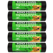 500 x Dog Poo Bags Extra Large Dog Poop Bags With Tie Handles Doggy 30cm x 36cm