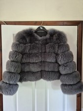 Grey real fox fur - real,