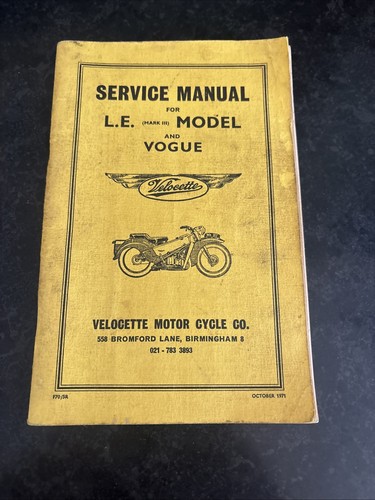 Velocette mk3 vogue service - velocette,